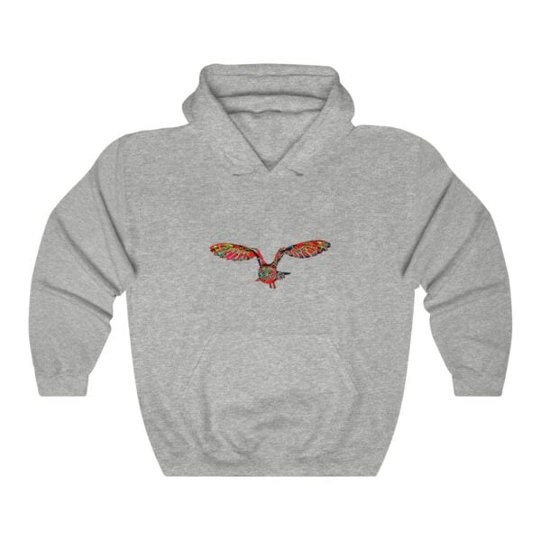 Minimalistic Glimfeather Abstract Flying Owl Hooded Sweatshirt 7