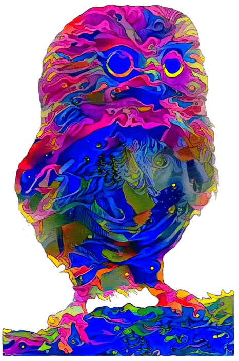 Classic Sophie Vibrant Colorful Owl with Dark Blue and Pink abstract design 